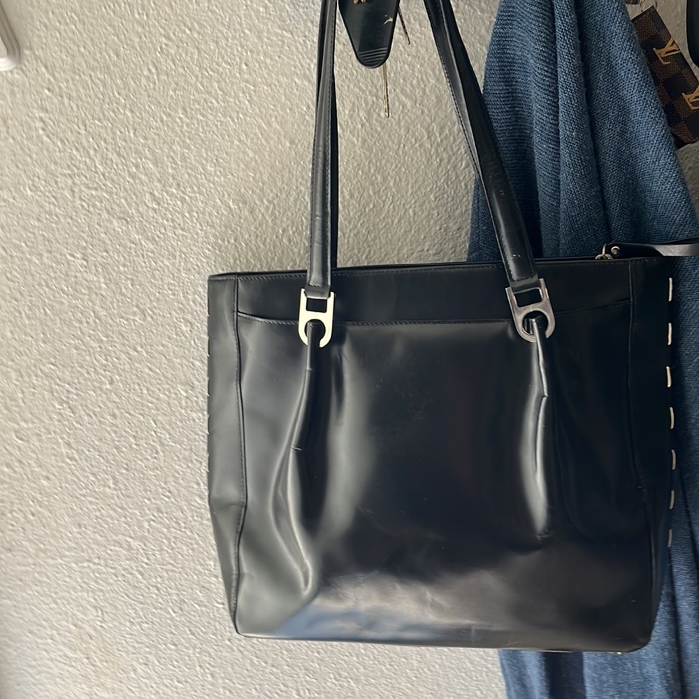 Salvatore Ferragamo Gancini leather patent look vintage tote stunner - Picture 8 of 11